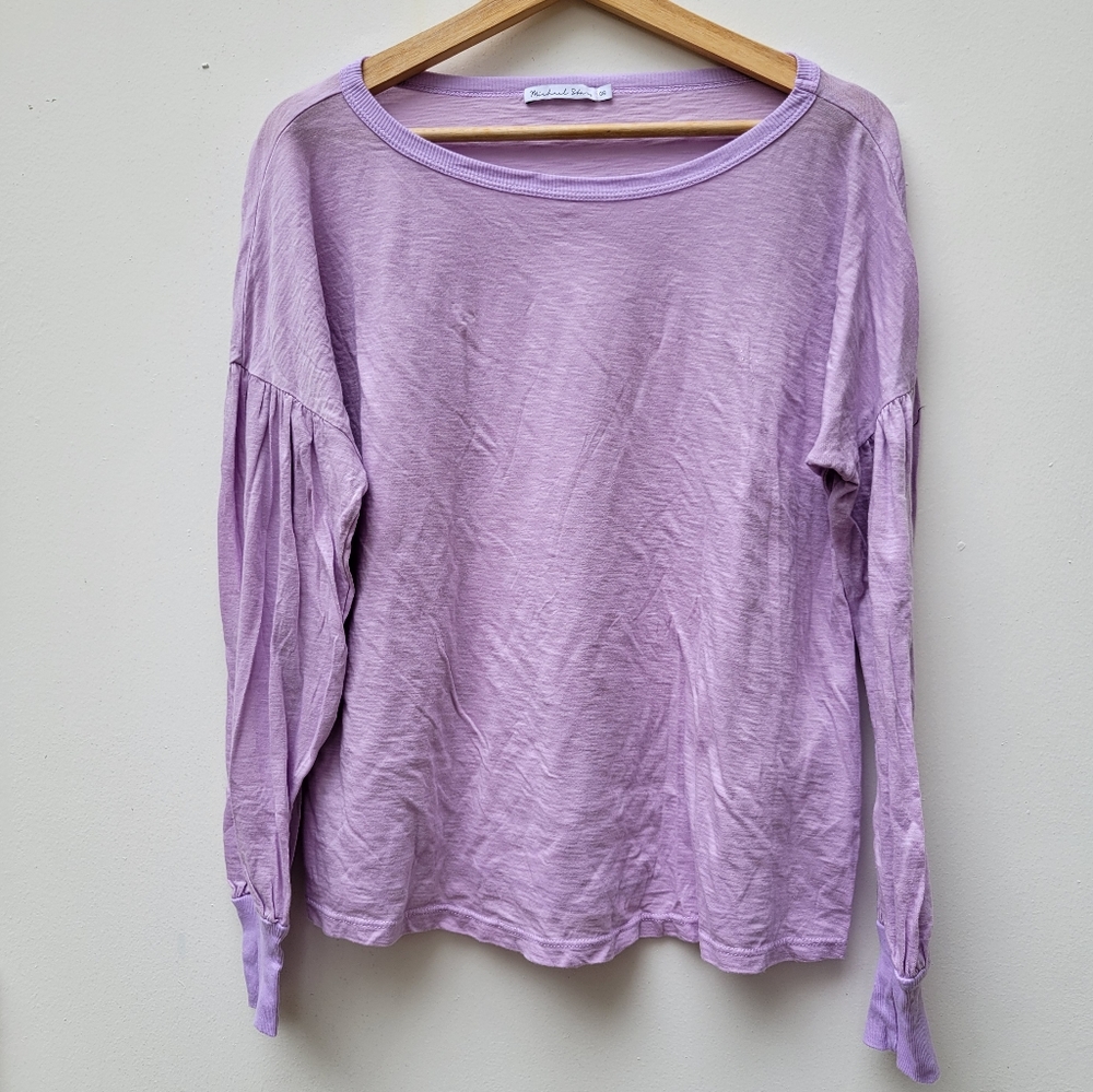 Michael Stars Heather Baloon Sleeve Tee In A One Size Fits Most Lavender